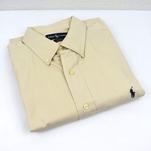 Ralph‎ Lauren Blaire Cotton Button up Shirt Size Large Color Tan Gently Used